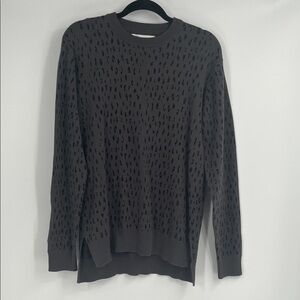 Modern Amusement Grey and Black Animal Print Crewneck Sweater Medium